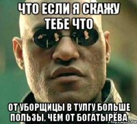 что если я скажу тебе что от уборщицы в тулгу больше пользы, чем от богатырёва