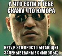 а что если я тебе скажу что юмора нету и это просто бегающие заленые ебаные символы?