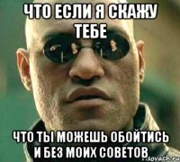 что если я скажу тебе что ты можешь обойтись и без моих советов