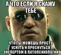 а что если я скажу тебе что ты можешь просто уснуть и проснуться экспертом в патопсихологии