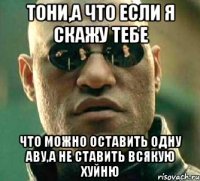 тони,а что если я скажу тебе что можно оставить одну аву,а не ставить всякую хуйню