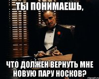 ты понимаешь, что должен вернуть мне новую пару носков?