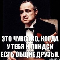 Это чувство, когда у тебя и Линдси есть общие друзья.