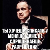 Ты хочешь списать у меня,но даже не спрашиваешь разрешения.