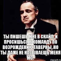 Ты пишешь мне в скайп, и просишься в команду по возрождению таверны. Но ты даже не называешь меня MC.