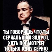 Ты говоришь что ты сериальный задрот, хоть пормотрел только одну серию