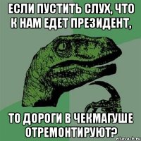 если пустить слух, что к нам едет президент, то дороги в чекмагуше отремонтируют?