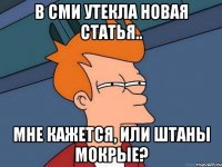 в сми утекла новая статья.. мне кажется, или штаны мокрые?