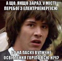 а що, якщо зараз, у місті перебої з електроенергією, бо на паску вуличне освітлення горіло всю ніч?