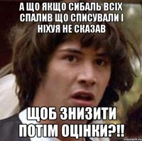 а що якщо сибаль всіх спалив що списували і ніхуя не сказав щоб знизити потім оцінки?!!