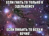 если гнать,то только к эдельвейсу если любить то всех и вечно