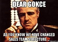 dear gokce as you know we have changed sales team structure ...