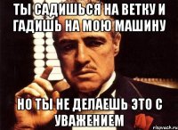 ты садишься на ветку и гадишь на мою машину но ты не делаешь это с уважением