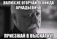 валюх,не огорчай леонида аркадьевича приезжай в выскатку!