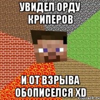 увидел орду криперов и от взрыва обописелся xd