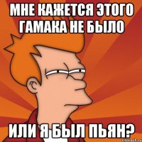 мне кажется этого гамака не было или я был пьян?