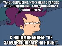 такое ощущение, что у меня в голове стоит будильник, заведённый на 11 часов вечера, с напоминанием: "не забудь пожрать на ночь!".