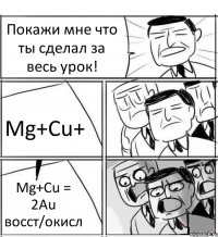 Покажи мне что ты сделал за весь урок! Mg+Cu+ Mg+Cu = 2Au восст/окисл