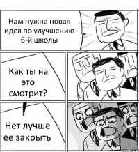 Нам нужна новая идея по улучшению 6-й школы Как ты на это смотрит? Нет лучше ее закрыть