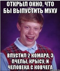 открыл окно, что бы выпустить муху впустил 2 комара, 3 пчелы, крысу, и человека с ковчега