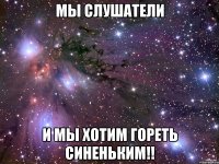 мы слушатели и мы хотим гореть синеньким!!