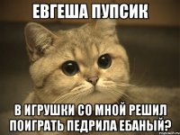 евгеша пупсик в игрушки со мной решил поиграть педрила ебаный?