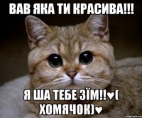 вав яка ти красива!!! я ша тебе зїм!!♥( хомячок)♥