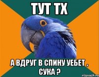 тут тх а вдруг в спину уебет , сука ?