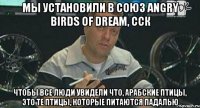 мы установили в союз angry birds of dream, сск чтобы все люди увидели что, арабские птицы, это те птицы, которые питаются падалью