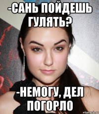 -сань пойдешь гулять? -немогу, дел погорло