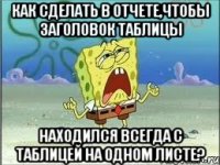 как сделать в отчете,чтобы заголовок таблицы находился всегда с таблицей на одном листе?