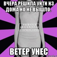 вчера решила уйти из дома но не вышло. ветер унес