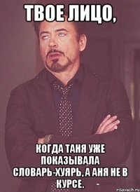 твое лицо, когда таня уже показывала словарь-хуярь, а аня не в курсе.