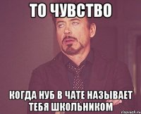 то чувство когда нуб в чате называет тебя школьником