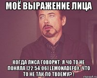 моё выражение лица когда лиса говорит: я чо то не поняла [22:54:06] lemonadefox: что то не так по твоему? !