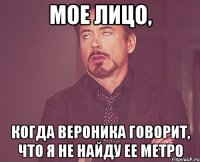 мое лицо, когда вероника говорит, что я не найду ее метро