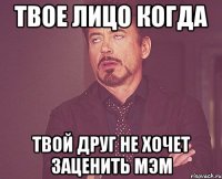 твое лицо когда твой друг не хочет заценить мэм