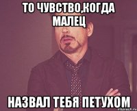 то чувство,когда малец назвал тебя петухом