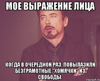 мое выражение лица когда в очередной раз, повылазили безграмотные "хомячки" из свободы.