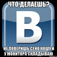 что делаешь? не поверишь сено кошу и у монитора складываю