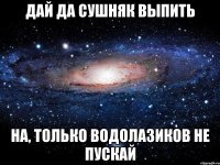 дай да сушняк выпить на, только водолазиков не пускай