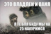 это владлен и ваня я те бля буду мы на 25 накуримся