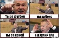 Ты за футбол ты за бокс ты за хокей а я Хули? ПАС