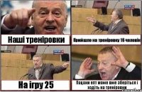 Наші треніровки Прийшло на треніровку 16 чоловік На ігру 25 Пацани епт може вже зберіться і ходіть на треніровки