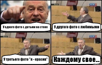 У одного фото с детьми на стене У другого фото с любимыми У третьего фото "я - красив" Каждому свое...