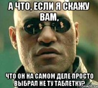 а что, если я скажу вам, что он на самом деле просто выбрал не ту таблетку?