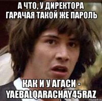 а что, у директора гарачая такой же пароль как и у агаси - yaebalqarachay45raz