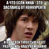 а что если ника - это засланец от конкурента и она свей тупостью хочет разрушить нашу компанию