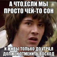 а что,если мы просто чей-то сон и живы только до утра,я должен отменить восход