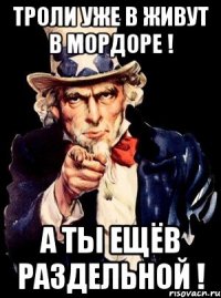 троли уже в живут в мордоре ! а ты ещёв раздельной !